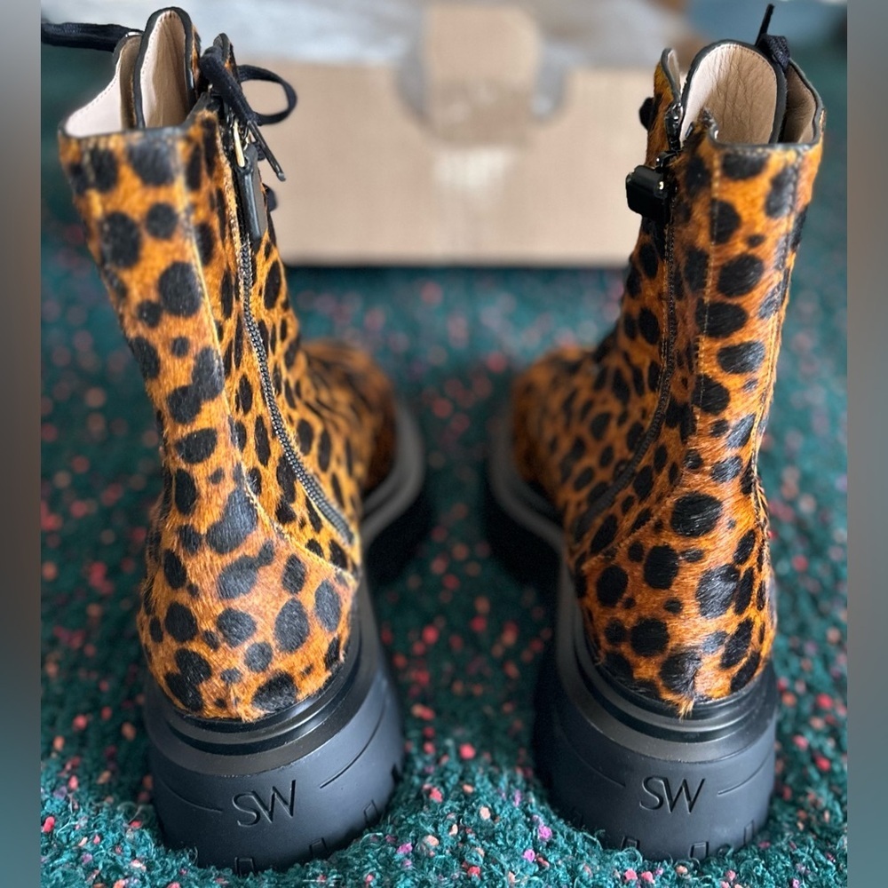 SOLD OUT Stuart Weitzman Bedford Sleek Leopard Calf Hair Boots NWT 5.5 $695 Rare - Picture 13 of 16